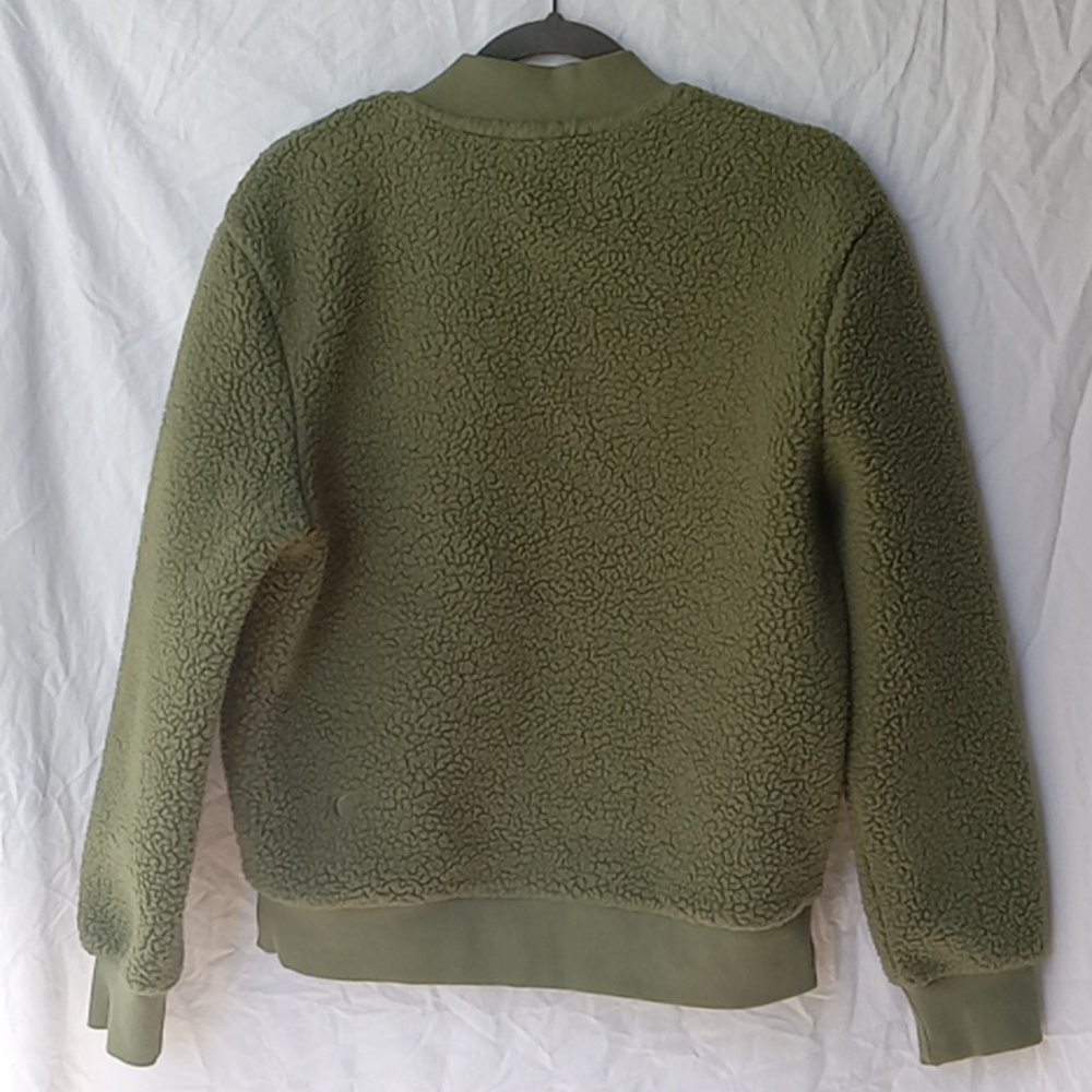 ZYIA Active Flying V Fleece Teddy Bomber Jacket Size S Army Green - Picture 4 of 10